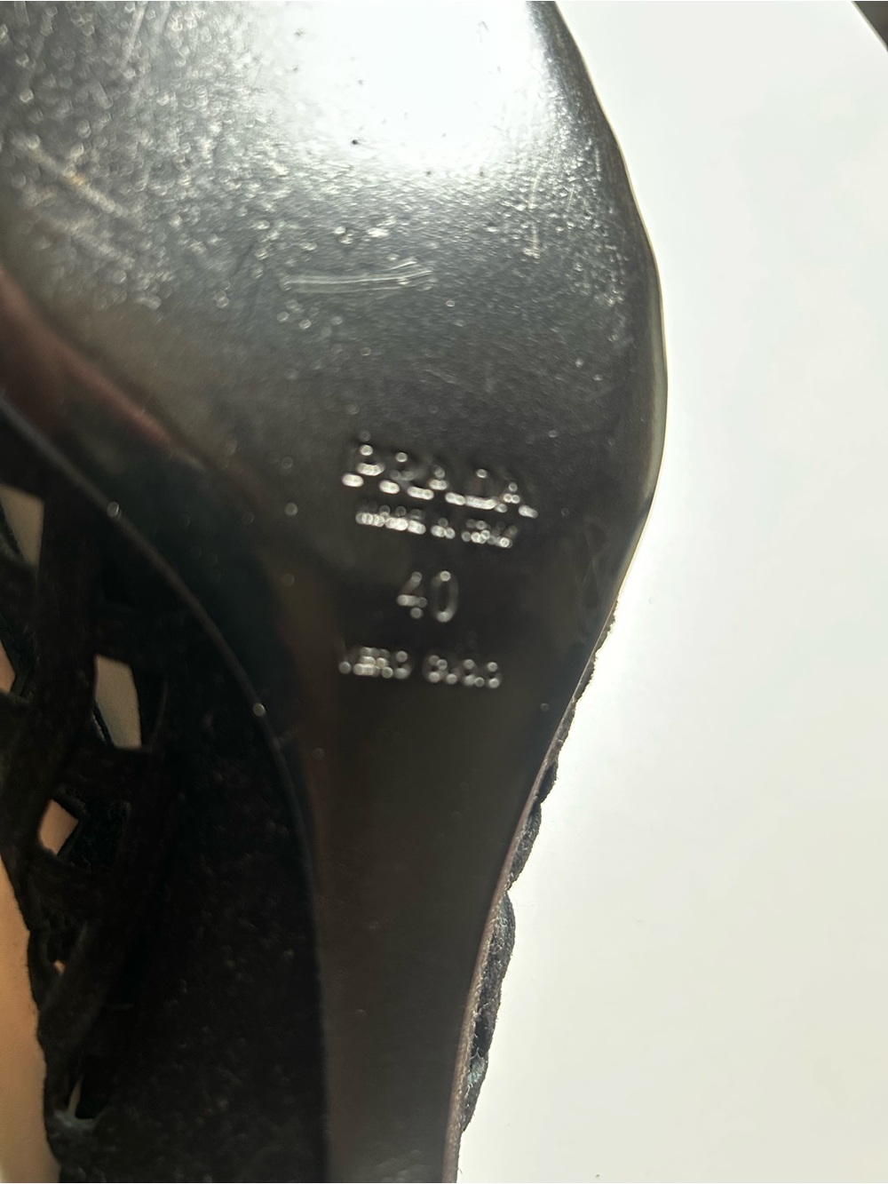 Prada Black Suede Cage Slingback Wedge Shoes 40 - Picture 6 of 7